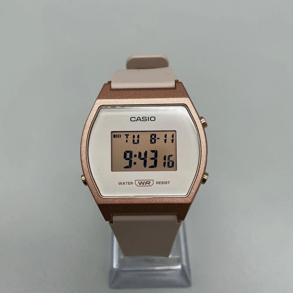 Casio W-204 Womens Watch 35mm White Digital Dial Pink Strap Backlight